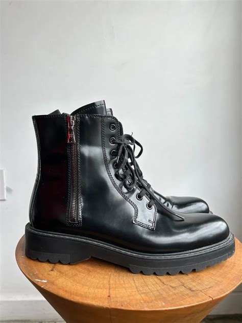 prada black leather side zip boots|prada genuine leather boots.